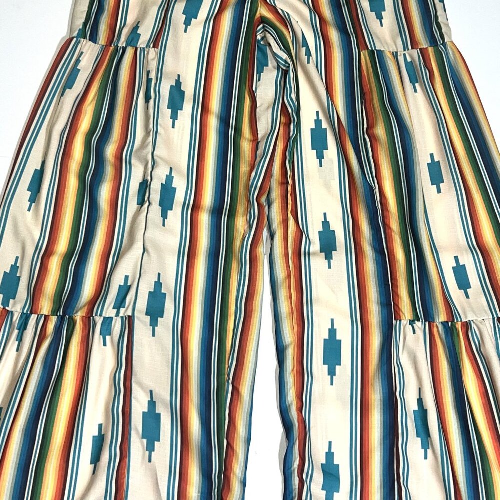 Lucky & Blessed Aztec Serape 1-Piece Jumpsuit Romper Sleeveless Striped Outfit S - Picture 4 of 10